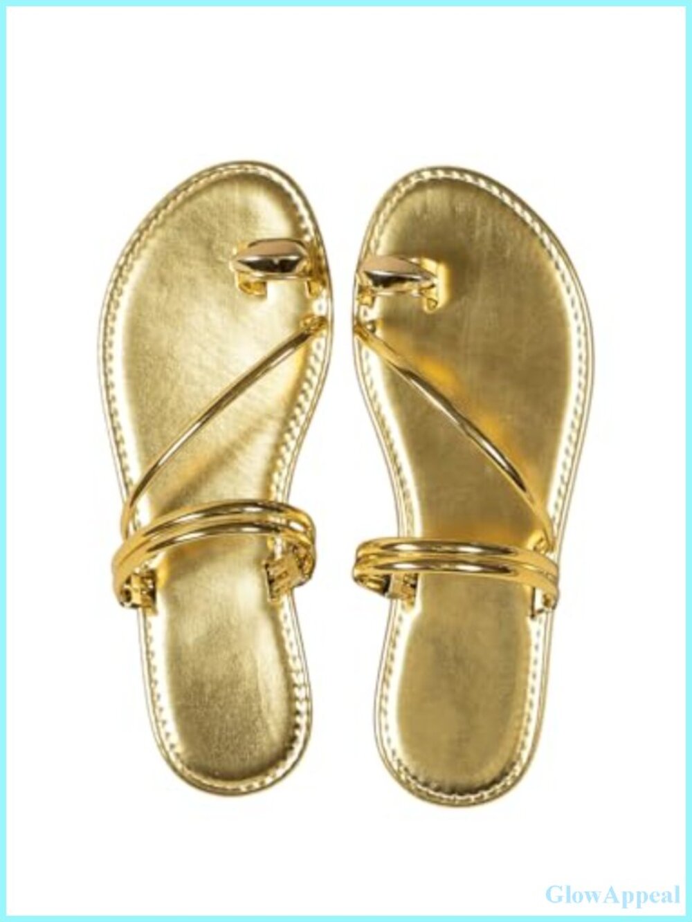Faux Leather Toe Ring Strappy Flat Sandals Open Toe Ankle Strap